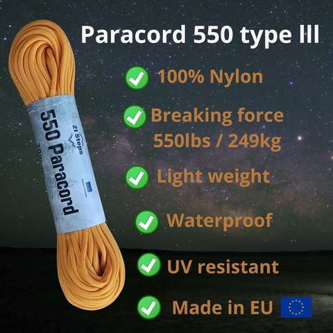Paracord 550 type lll 100% nylon color AZUL-COYOTE