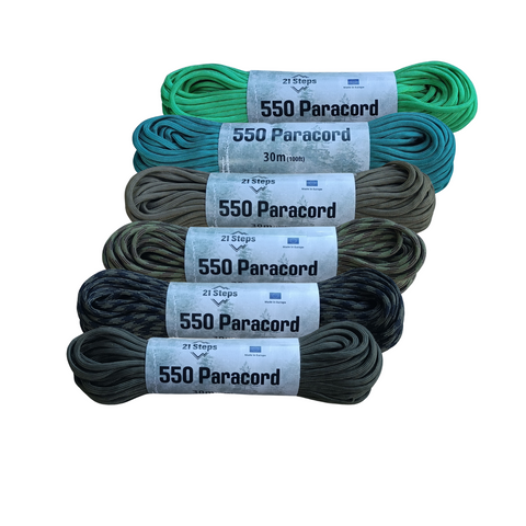 Paracord 550 type lll 100% nylon color VERDE OLIVA-COYOTE