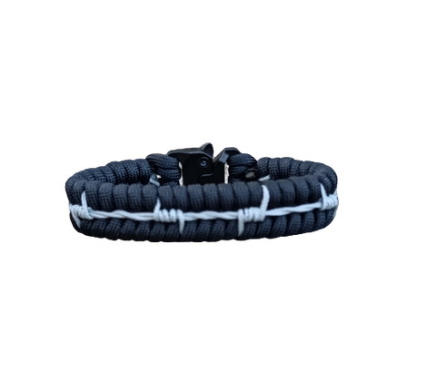 Pulsera Fishtail Alambrada Negro y Gris