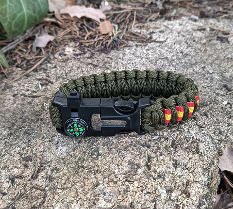 Pulsera Supervivencia España 5 en 1 Verde militar